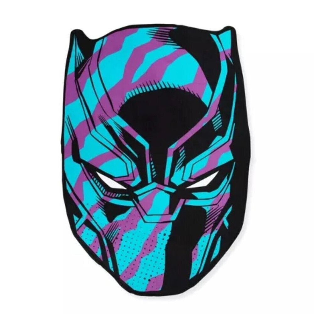 Marvel Avengers Black Panther Shaped Beach Bath Towel Black Purple Teal 38"x58"
